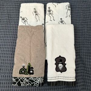 Halloween Kitchen Towels - 4 Pieces - Skeletons & Poison